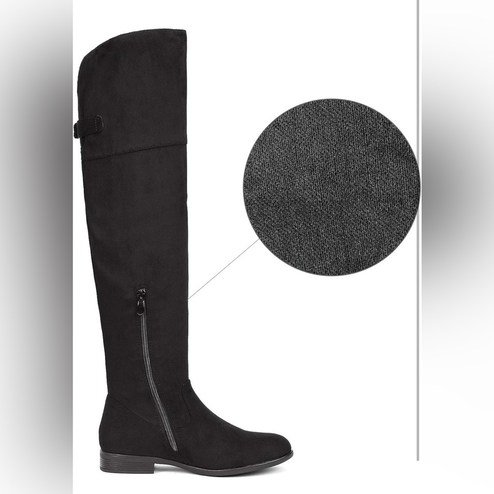Dream Pairs Hi Flat Black Over The Knee Stretchy Thigh High Boots - Picture 4 of 9